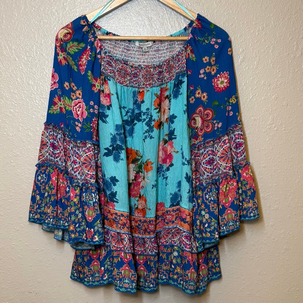 John Mark Blouse Floral Patchwork Boho Bohemian R… - image 9